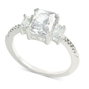 NWT Charter Club Silver-Tone Crystal Triple-Stone Ring size 11